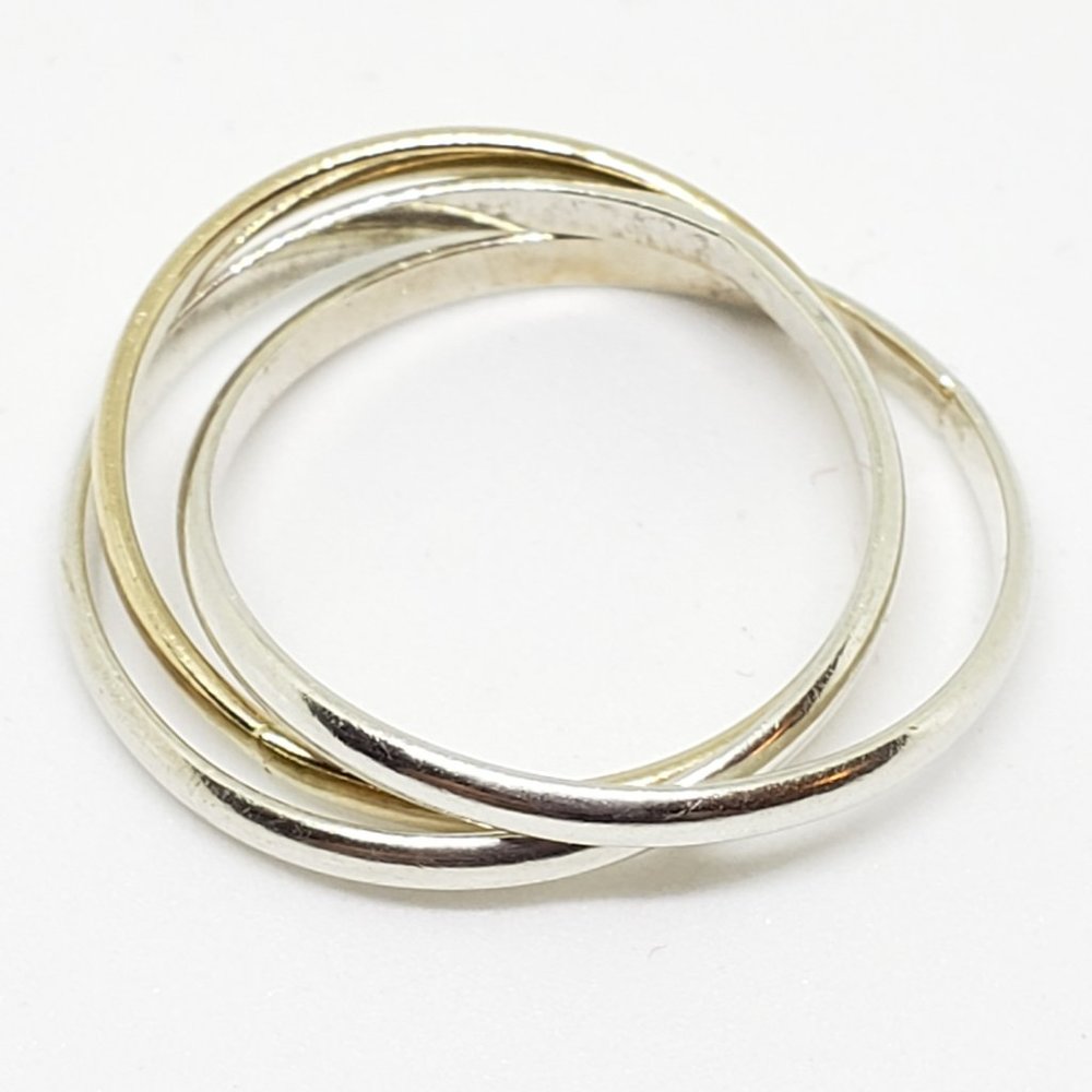 Set of 3 Sterling Silver 925 Interlocking Entwined Infinity Rings - Size 5 - Picture 4 of 10